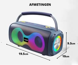 OKOP Bluetooth speaker - Draadloze muziek box - Draagbaar - Verlichting - 2x5W - Verschillende kleuren - RGB LED - Zwart — thumbnail 2
