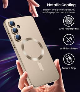 AziLine Magnetische Premium Goud Hoes voor Galaxy S25 – Stijlvolle Bescherming met Ingebouwde MagSafe en Camera Lens Bescherming Geschikt voor Samsung Galaxy S25 — thumbnail 5