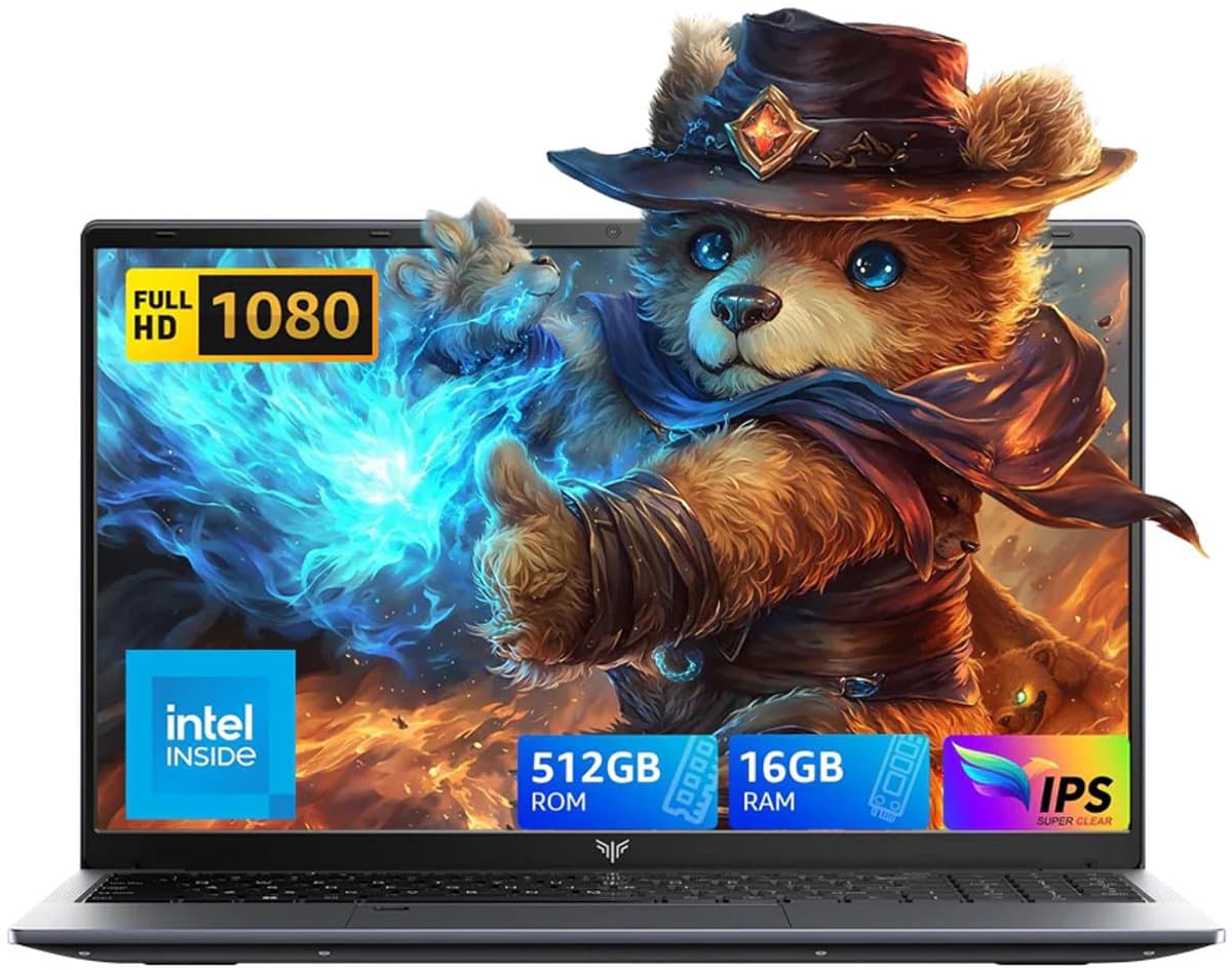 Acemagic Laptop - 15,6 inch 12e generatie Intel N95 processor tot 3,4 GHz - 16GB DDR4 RAM 512 GB SSD Windows 11 - WiFi 5 - BT5.0 Notebook - Grijs — afbeelding 1