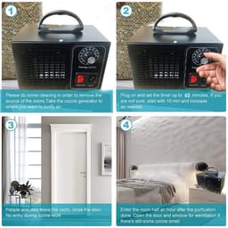 Ozongenerator - Luchtreiniger Ionisator Generator 220v 60g - 1 uur Timer - Tegen Virussen en Allergenen - geel — thumbnail 2