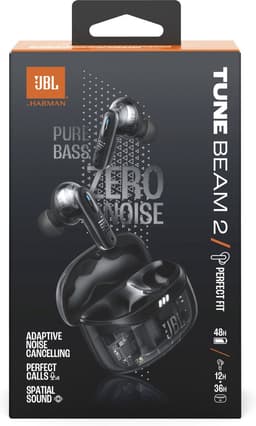 JBL Tune Beam 2 - Noise Cancelling Oordopjes - Oortjes Draadloos - Bluetooth - In-ear True Wireless - 48 uur speeltijd - IP54 - Ghost Black — thumbnail 6