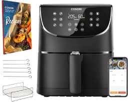 Cosori XL Airfryer - Heteluchtfriteuse 5.5 liter - Inclusief Spiezenrek en 5 Spiezen - met App Connectie – Zwart — thumbnail 1