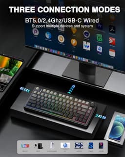 AULA F75 Pro - Draadloze Gaming Toetsenbord - Mechanisch - Zij Bedrukte toetsen - Gasket - Hot Swap - Tri mode - QWERTY Toetsenborden- 80 Keys - Zeerif zwart — thumbnail 7