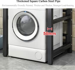 Wasmachine Droger Stapelrek - Opbergrek Boven Wasmachine - Ruimte Besparen - Verstelbare Hoogte - 400 kg Laadvermogen - Wit — thumbnail 4