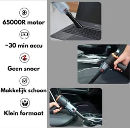 Auto Stofzuiger Draadloos 2.0 - Nat & Droog - Kruimelzuiger - Handstofzuiger - Kruimeldief - Kleine Stofzuiger - Draadloze stofzuiger - Air Duster - Zwart — thumbnail 4