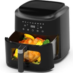 Dewelling XXL 9L AF80D10W Heteluchtfriteuse met kijkvenster – 2350 W Airfryer, 360° Luchtcirculatie, LED-Touchscreen, 9 Programma’s, Schudherinnering — thumbnail 1