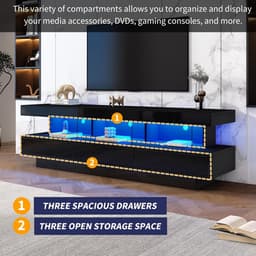 TV Meubel 160 cm met RGB LED Verlichting en Opbergruimte — thumbnail 2