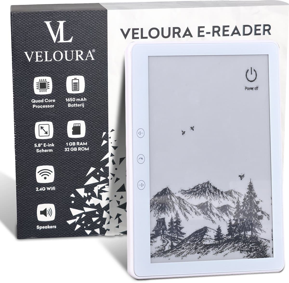 Veloura ereader - e reader met Hoesje voor E books - 32GB E-Readers - E-reader Nederlandstalig - Online luisterboeken & audio — afbeelding 1