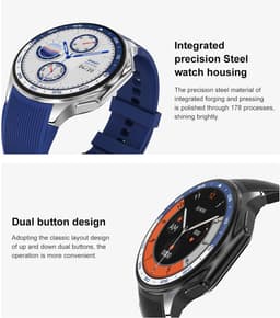 Knobbout 1.43 inch AMOLED-scherm met 3D-ontwerp Smartwatch - Slimme opnamefunctie- 4 GB interne opslag - MP4-video-ondersteuning - Nieuwste ATS3085S Gen 2-chipset - Ingebouwde kompasfunctie - Zwart lederen + siliconen horlogeban — thumbnail 21