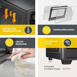 Heinrich´s HMO 8401 Mini-oven met hete lucht - 30L - kleine oven met draaispit, airfryer-inzetstuk – binnenverlichting - 1600W — thumbnail 9
