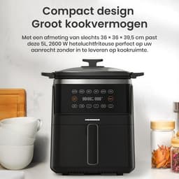 Heinner Airfryer 5L – 2600W Heteluchtfriteuse – Olievrij Frituren – Digitale Touchbediening – 6 Voorgeprogrammeerde Programma’s – Gezond & Vetarm Koken — thumbnail 3
