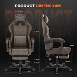 Soontrans-Gaming Stoel-Inklapbare Voetensteun-Gamestoel Verstelbaar Rugleuning-Ergonomische Gaming Chair-Bureaustoel-Max Draagvermogen 120 kg-PU Kunstleer Computerstoel Gaming Voor Volwassenen en Jongeren-Bruin — thumbnail 4