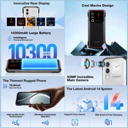 DOOGEE Blade10 Max Onbreekbare Mobiele Telefoon Android 15 Batterij 10300mAh 90Hz 6.56"HD 32GB + 256GB 50MP Camera,Zilver — thumbnail 8