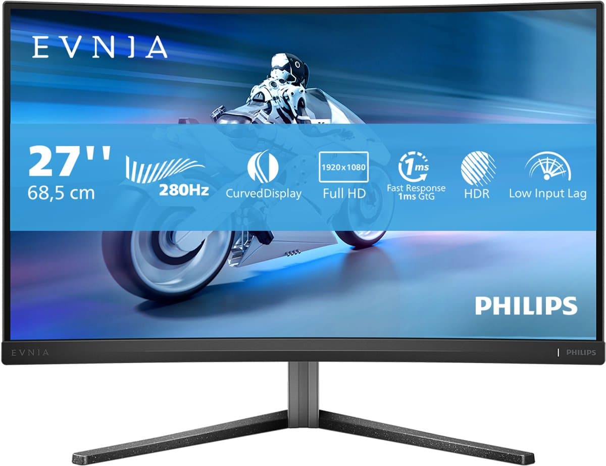 Philips Evnia 5000 27M2C5200W - Full HD Curved Gaming Monitor - 280hz - 27 inch — afbeelding 1