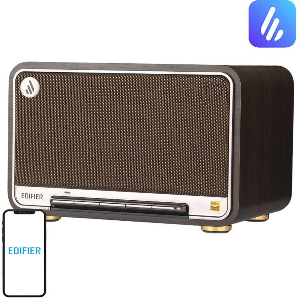 Edifier D32 - Stereo HiRes Airplay/Bluetooth speaker - Zwart Walnoot — afbeelding 1