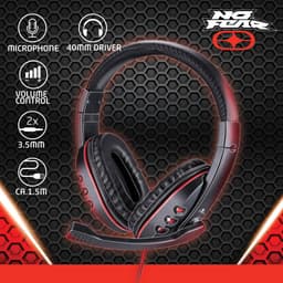 No Fear Gaming Headset - 1.5 M Kabel - 40 MM Drivers - Opvouwbare Microfoon - Over-Ear Ontwerp - Stevig en Comfortabel - Zwart/Rood — thumbnail 2