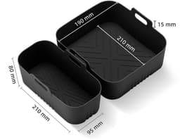 2 stuks Bakplaat - siliconen airfryer-inzetstukken - geschikt voor Philips 3000 series NA350/00 Airfryer - BPA-vrije airfryer-accessoires - vaatwasmachinebestendige inzetstukken - zwart — thumbnail 5