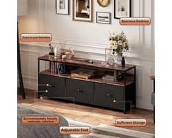 TV Meubel met LED Verlichting en 3 Lades - Industrieel Design - 137 cm Breed