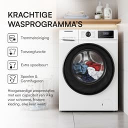 Heinner HWM-H9014INVA+++ Wasmachine 9 kg – 14 Programma’s Met Stoomfunctie & Voorwasprogramma – 1400 tpm – LED Display – Energieklasse A – Wit – 5 Jaar Garantie — thumbnail 7