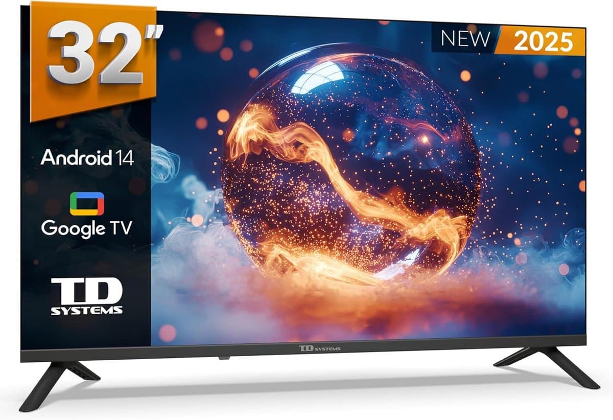 32 Inch Smart TV met Google Assistant en Chromecast - HD DVBT2/C/S2 televisie — afbeelding 1