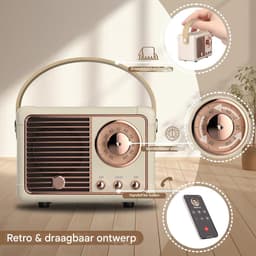 Ynkkvre - Retro bluetooth speaker - vintage decor - draagbare draadloze bluetooth speaker -Wit — thumbnail 6