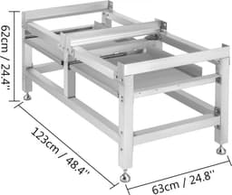 Wasmachineverhoging 268 kg, Wasmachine Verhoger Voetstuk 122 x 66 x 56 cm, Wasmachine Basisstandaard met 2 Plank, Wasmachine Basis Aluminiumlegering en Roestvrij Staal, Onderstel Voor Wasmachine — thumbnail 11