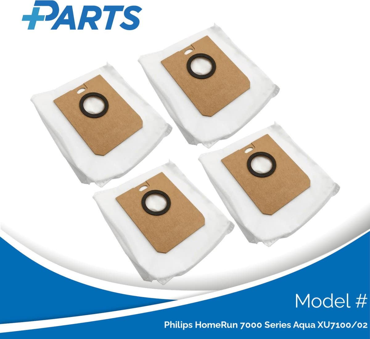 Philips HomeRun 7000 Series Aqua XU7100/02 Stofzakken (4 Stuks, Plus.Parts® alternatief voor XV1472/00) — afbeelding 1