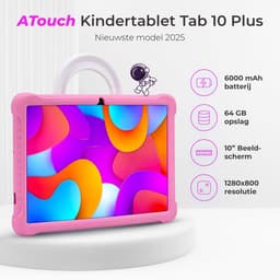 ATouch Combipakket - Kindertablet Tab 10 Plus + Kinderkoptelefoon - 64GB+64SD - Vanaf 3 jaar - Roze — thumbnail 7