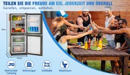 Merax 106L Mini Koelkast met Vriesvak – Minikoelkast 60L Koelruimte en 46L Vriesruimte – 7 Temperatuurinstellingen – LED-Verlichting – Stil 45 dB – Zilver — thumbnail 23