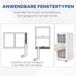 3-in-1 Mobiele Airco - Draagbare Airconditioner - 3-in-1 Koelen, Ontvochtiger & Ventilator - 9000 BTU - voor 12-28 m² - met Afstandsbediening & 24-uurs Timer - Wit — thumbnail 9