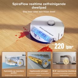 Roborock Qrevo Curv 2 Flow-Robotstofzuiger met dweilfunctie-SpiraFlow Realtime Zelfreinigende Rolmop-20.000 Pa-Dual Zero-Tangle-Systeem-AI Obstakelvermijding-Warmtewas dweil-tapijtbescherming — thumbnail 2