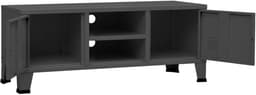 TV-kast Metaal - Industriële Kast - Woonkamer Opbergen - Met Deuren Ventilatie - 105 x 35 x 42 cm - Antraciet — thumbnail 7