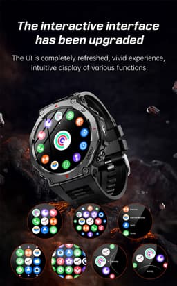 Knobbout 1.43” AMOLED Smartwatch – 466×466 HD Scherm – 5ATM Waterdicht (tot 50m) – LED Zaklamp + UV-Licht + SOS Noodflits – Bluetooth Bellen – 525mAh Lange Batterijduur – Outdoor & Sporthorloge voor Android/iOS-Grijs — thumbnail 13