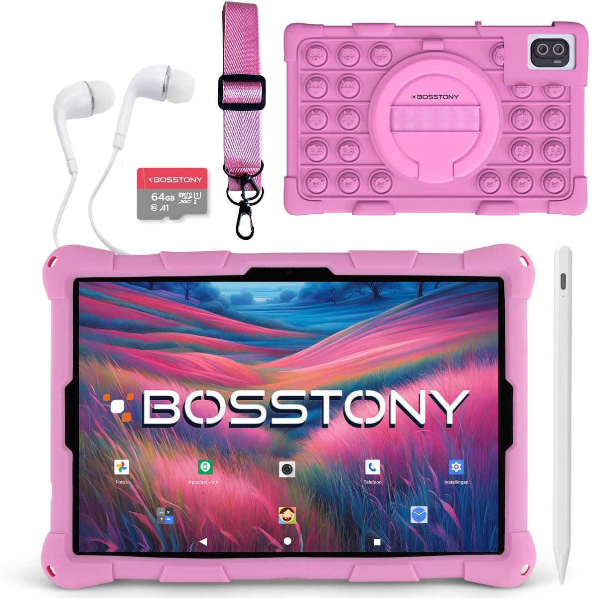 Bosstony Snelle Kids Tablet 10 inch - Ouderlijk Toezicht - 6000mAh Batterij - Android 13 - Incl Beschermpakket - Kindertablet vanaf 3 jaar — afbeelding 1