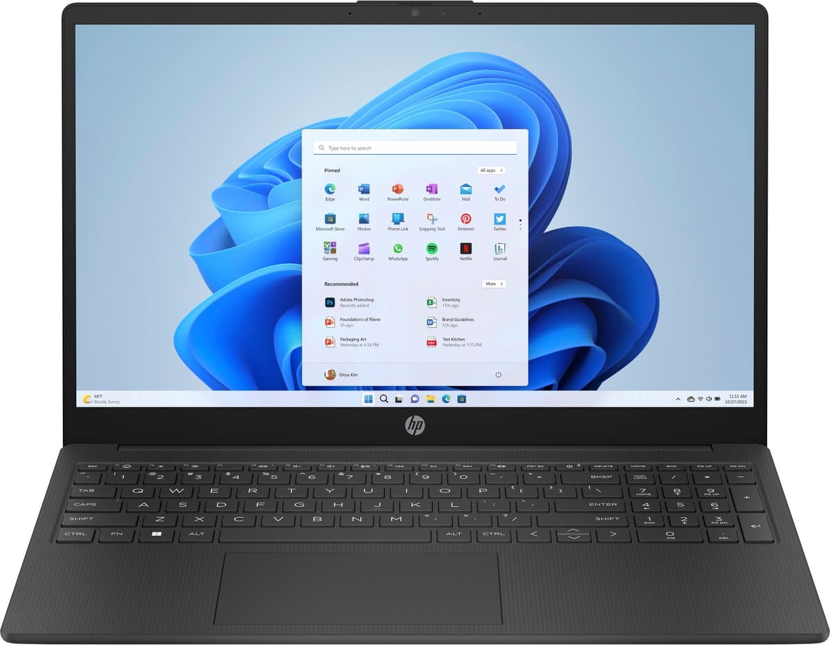 HP 15-fc0410nd AMD Ryzen™ 3 7320U Laptop 39,6 cm (15.6") Full HD 8 GB LPDDR5-SDRAM 512 GB SSD Wi-Fi 6 (802.11ax) Windows 11 Home Zwart — afbeelding 1