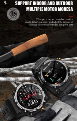 WizBay Premium Select® Smartwatch 1.39 inch - Bluetooth Bellen - Hartslag en Zuurstofmeting - Slaapmonitor - Sportmodi - AI Voice - IP67 - Mat Grijze RVS Kast - Zwarte TPU Band — thumbnail 8