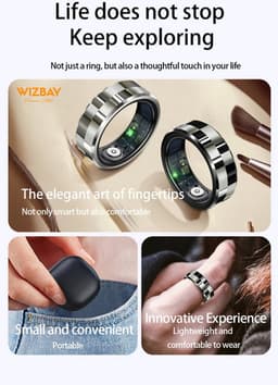 WizBay Premium Select® Smart Ring Zilver - Hartslag, Slaap, Bloeddruk, Zuurstof - Multi Sport Modi - Oplaadcase - Maat 9 — thumbnail 9