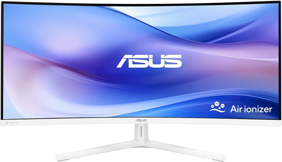 ASUS EyeCare VU34WCIP-W - QHD Ultrawide Monitor - Ingebouwde Air Purifier - USB-C 65W - 100hz - EPEAT Gold - 34 inch — afbeelding 1