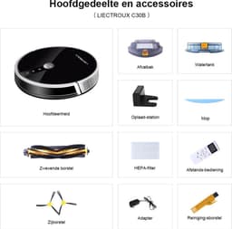 LIECTROUX – C30B Automatische Robotstofzuiger & Dweil – Kaartnavigatie – Met Geheugen – Spraakbediening – 6000pA Sterke Zuigkracht – V-vormige Hoofdborstel – Desinfecterend – Superslim – Niet Gehorig – Werkt met Alexa & Google Home — thumbnail 11