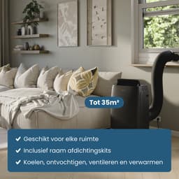Auronic Mobiele Airco - 12.000 BTU - 4-in-1 - Airconditioning met 2 Raamafdichtingskits - Ventilator - Ontvochtiger - Tot 35m² - Zwart — thumbnail 3