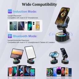 5-in-1 Bluetooth Speaker - Telefoonhouder met 3000mAh Powerbank - Opvouwbare Speaker met RGB Verlichting - Cadeau voor Mannen en Vrouwen - Zwart - 1 Stuk — thumbnail 6