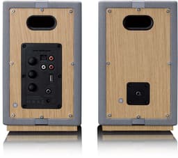 Lenco Hifi Speaker - Boekenplank speakers met Bluetooth - 80W - 2 stuks - Stereo set - SPB-241WDGY - Hout/Grijs — thumbnail 3