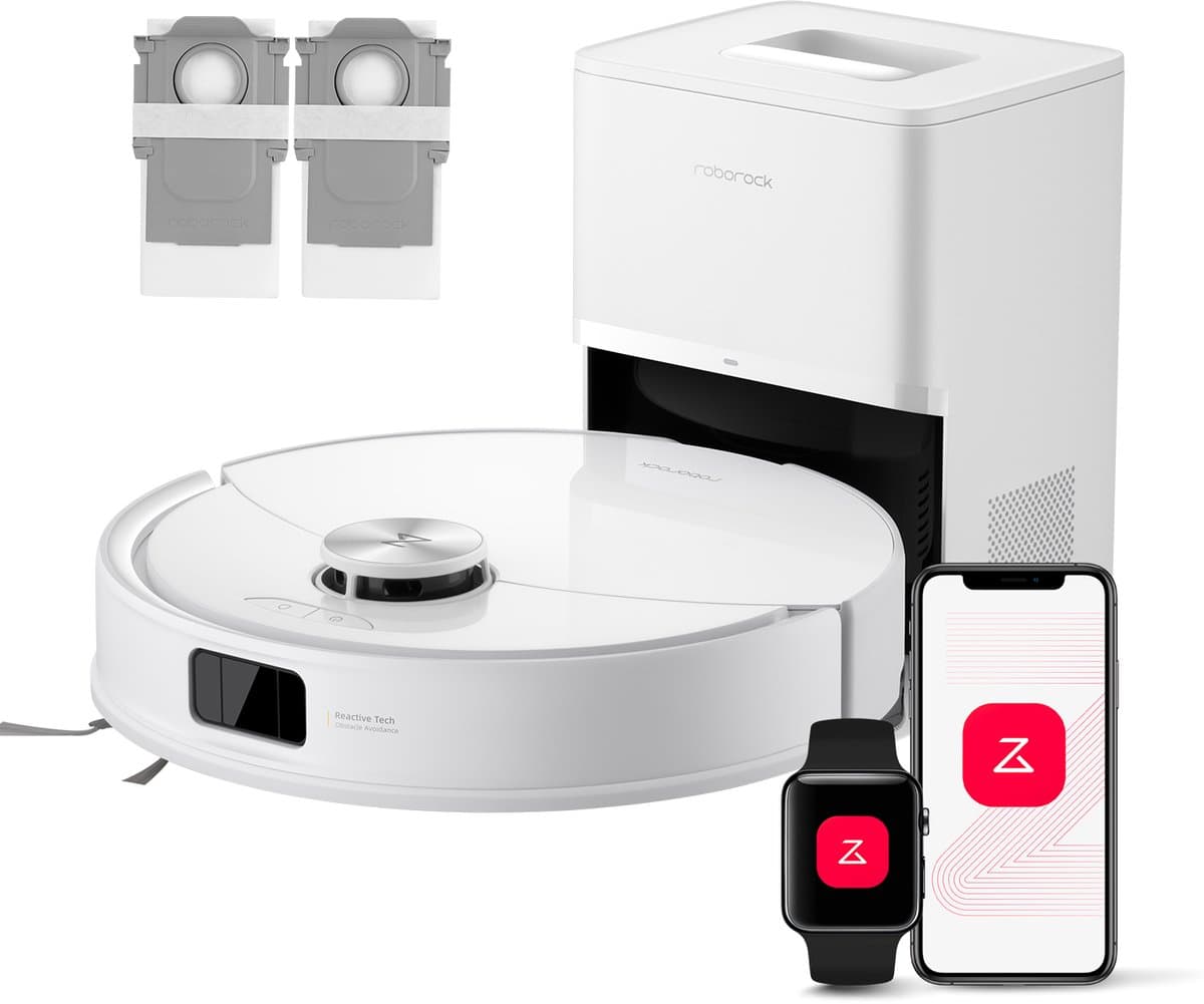 Roborock Q10 S5+ Set Robotstofzuiger en Dweil met Zelflediging– Zuigkracht van 10000 Pa–Vibrerende dweilpads– Handsfree Reinigen tot 7 Weken– Dubbel Anti-klitontwerp– Automatisch dweilen– Obstakelvermijding–Wit– S8 Plus Upgrade–2 stofzakken — afbeelding 1