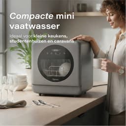 Skoov Mini Vaatwasser met waterreservoir - 3 couverts - 6 wasprogramma's - 45cm - Kleine smalle vrijstaande afwasmachine - Camping - Grijs — thumbnail 11