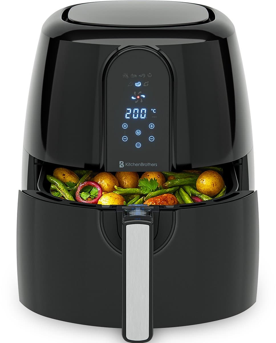 KitchenBrothers Airfryer XL - PFAS-Vrij - 1890W - Heteluchtfriteuse XXL - 7,2L Inhoud - 80ºC tot 200ºC - Zwart — afbeelding 1