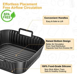 3 stuks 4,7L-6,2L Airfryer siliconenvorm accessoires voor Philips Essentia XL Airfryer 6,2L HD9270/2000 Series NA230, COSORI Turboblaze CAF-DC601, Ninja 6,2L heteluchtfriteuse AF180EUCP AF140EU inzet — thumbnail 7