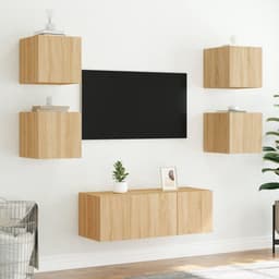 Zwevend tv-meubel met LED-verlichting Sonoma Eiken — thumbnail 2