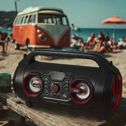 Audiocore AC875 Bazooka Draagbare Bluetooth-luidspreker Boombox 30W (20W + 5Wx2) IPX4 Spatwaterdicht / Radio / microSD / Aux-In / USB / Verlichting / Microfoonpoort / Afstandsbediening — thumbnail 10