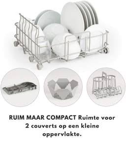 AMA® Mini Vaatwasser - Vaatwasser - Vaatmachine - met 6 Wasprogramma's - 42x44x44cm — thumbnail 8
