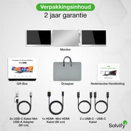 Portable Monitor 2x 15,6 inch Full HD – Laptop Scherm Uitbreider – Draagbare Monitor – Tri Screen – Extra Scherm Laptop – Plug & Play – Solvify — thumbnail 4